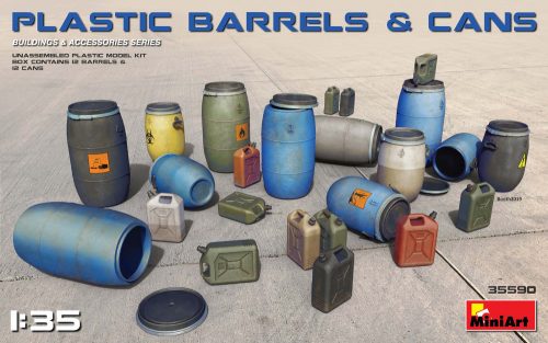 MiniArt 35590 Plastic Barrels and Cans (1/35) Hordó makett