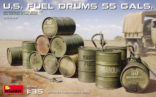 MiniArt 35592 U.S. Fuel Drums (55 Gals.) (1/35) Hordó makett