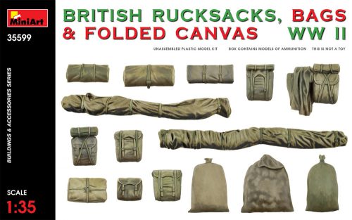 MiniArt 35599 British Rucksacks Bags & Folded Canvas WW2 (1/35) Hátizsák makett