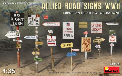 MiniArt 35608 Allied road signs WWII european theatre of operations (1/35) Útjelző tábla makett