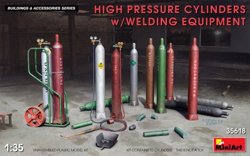 MiniArt 35618 High Pressure Cylinders W/Welding Equipment (1/35) Gázpalack makett