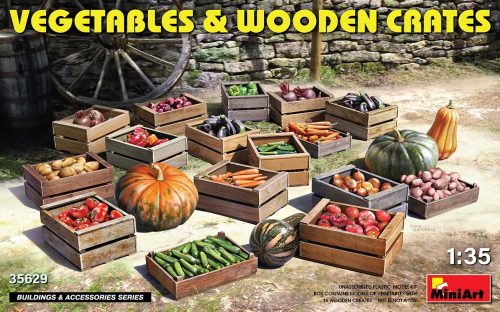 MiniArt 35629 Vegetables & Wooden Crates (1/35) Zöldség,Láda makett