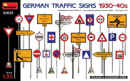 MiniArt 35633 German Traffic Signs 1930-40’S (1/35) Kresz tábla makett