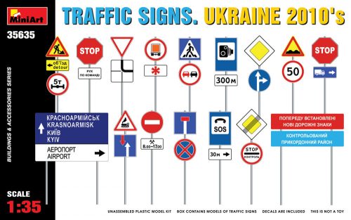 MiniArt 35635 Traffic Signs. Ukraine 2010'S (1/35) Kresz tábla makett