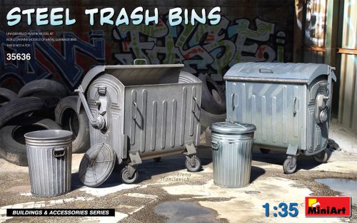 MiniArt 35636 Steel Trash Bins (1/35) Szemetes makett