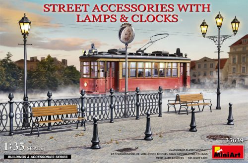 MiniArt 35639 Street Accessories With Lamps & Clocks (1/35) Lámpa makett