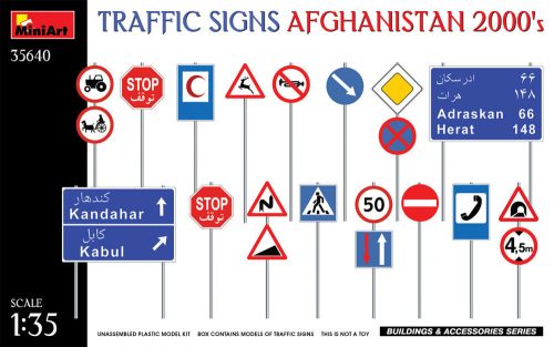 MiniArt 35640 Traffic Signs. Afghanistan 2000'S (1/35) Kresz tábla makett