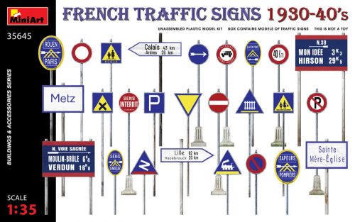 MiniArt 35645 French Traffic Signs 1930-40’S (1/35) Kresz tábla makett