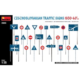  MiniArt 35655 Czechoslovakian Traffic Signs 1930-40’s (1/35) Kresz tábla makett