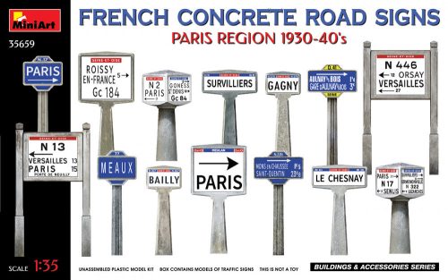 MiniArt 35659 French Concrete Road Signs 1930-40'S. Paris Region (1/35) Útjelző tábla makett