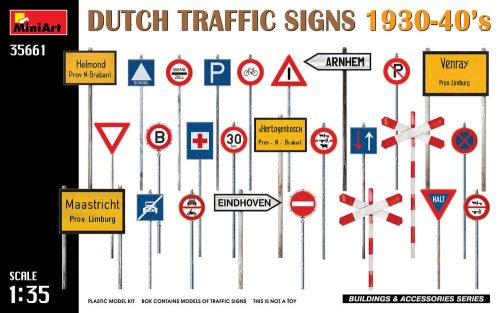 MiniArt 35661 Dutch Traffic Signs 1930-40's (1/35) Kresz tábla makett