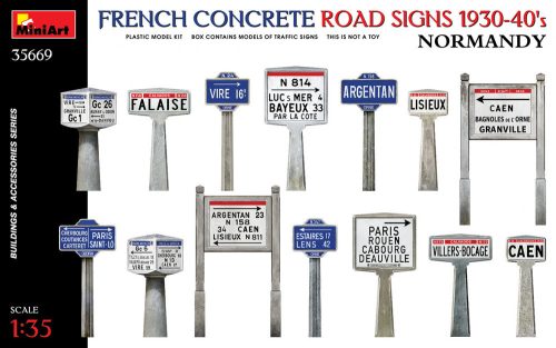 MiniArt 35669 French Concrete Road Signs 1930-40's. Normandy (1/35) Útjelző tábla makett