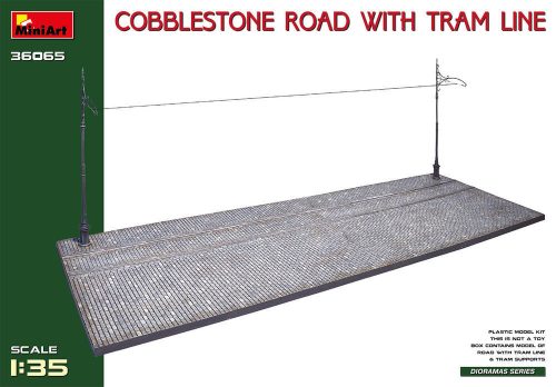 MiniArt 36065 Cobblestone Road w/Tram Line (Injection Mold) (1/35) Villamos makett