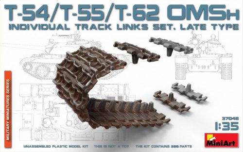 MiniArt 37048 T-54/T-55/T-62 OMSh Ind.Track Links Set.LateType (1/35) Lánctalp makett