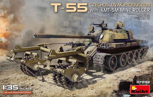 MiniArt 37092 T-55 Czechoslovak Production With Kmt-5M Mine Roller (1/35) Harcjármű makett