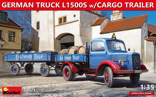 MiniArt 38023 German Truck L1500S W/Cargo Trailer (1/35) Teherautó makett