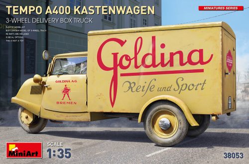 MiniArt 38053 Tempo A400 Kastenwagen 3-Wheel Delivery Box Truck (1/35) Teherautó makett