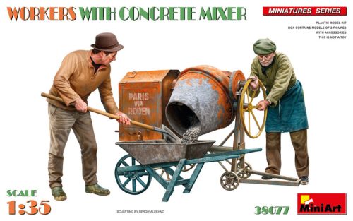 MiniArt 38077 Workers with Concrete Mixer (1/35) Civil figura makett
