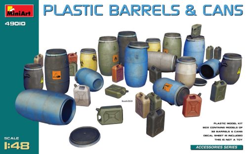 MiniArt 49010 Plastic Barrels & Cans (1/48) Kannák, Hordó makett