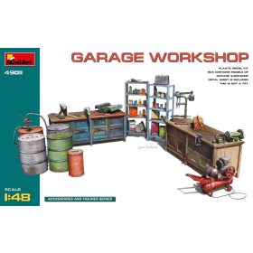 MiniArt 49011 Garage Workshop (1/48) Kannák, Hordó makett
