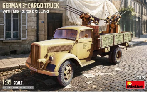 MiniArt 53055 German 3T Cargo Truck with MG 151/20 Drilling (1/35) Harcjármű makett