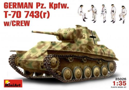 MiniArt 35026 German Pz.Kpfw. T-70 743(r) w/CREW 1/35 harckocsi makett