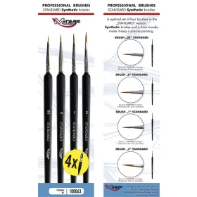   Mirage Hobby 100063 MIRAGE BRUSH SET of Standard of 4 brushes in sizes: 00; 0; 1; 2 (hair: synthetic) - ecsetkészlet