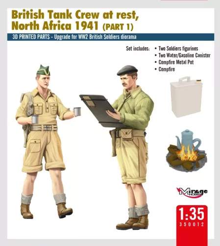 Mirage Hobby 350012 British Tank Crew at Rest, North Africa 1941 (Part I) (1/35) Figura makett