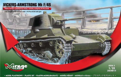 Mirage Hobby 355011 Vickers-ARMSTRONG VA mk F/45 Light Tank [late single turret version with a 45 Psv.K/38 tank-gun] (1/35) Harcjármű makett