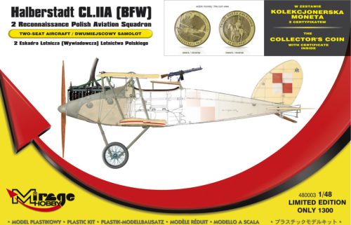 Mirage Hobby 480003 Halberstadt CL.IIA (BFW) 2 Reconnaissance Polish Aviation Squadron  [Set with the Collector's Coin] (1/48) Repülőgép makett