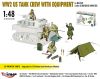 Mirage Hobby 480006 WW2 US TANK CREW WITH EQUIPMENT for M8 SCOTT & other US MOTORISED HOWITZERS (1/48) Figura makett