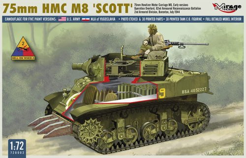 Mirage Hobby 720002 75mm HMC M8 "SCOTT" Early Versions (1/72) Harcjármű makett