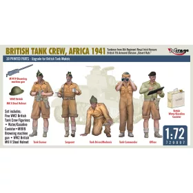   Mirage Hobby 720007 BRITISH TANK CREW, AFRICA 1941 Tankmen from 8th Regiment Royal Irish Hussars British 7th Armored Division „Desert Rats”  (1/72) Figura makett