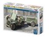 Mirage Hobby 720012 WW2 U.S. Army Truck, 1⁄4‑ton, 4×4, Command Reconnaissance Car (MB 42/43 production) with T3 Trailer (1/72) Jármű makett