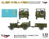 Mirage Hobby 720012 WW2 U.S. Army Truck, 1⁄4‑ton, 4×4, Command Reconnaissance Car (MB 42/43 production) with T3 Trailer (1/72) Jármű makett