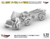 Mirage Hobby 720012 WW2 U.S. Army Truck, 1⁄4‑ton, 4×4, Command Reconnaissance Car (MB 42/43 production) with T3 Trailer (1/72) Jármű makett