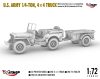 Mirage Hobby 720012 WW2 U.S. Army Truck, 1⁄4‑ton, 4×4, Command Reconnaissance Car (MB 42/43 production) with T3 Trailer (1/72) Jármű makett