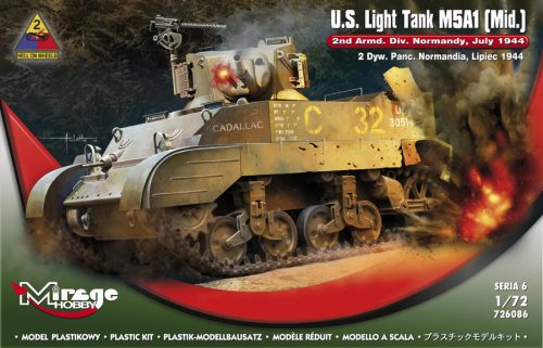 Mirage Hobby 726086 U.S. Light Tank M5A1 (Mid.) '2nd Armd. Div. Normandy, July 1944' (1/72) Harcjármű makett