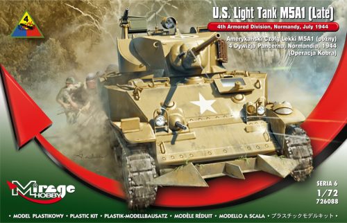 Mirage Hobby 726088 U.S. Light Tank M5A1 (Late) 4th Armored Division, Normandy, July 1944 (Operation Cobra) (1/72) Harcjármű makett