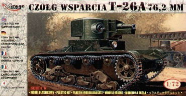 Mirage Hobby 72610 T-26A 7,62 mm SUPPORT TANK (1/72) Harcjármű makett