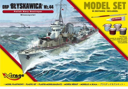 Mirage Hobby 840091 [MODEL SET] ORP 'BŁYSKAWICA' – wz.44  [Polish Destroyer WWII] (1/400) Hajó makett