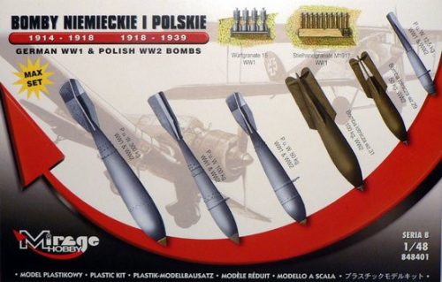 Mirage Hobby 848401 German WW1 & POLISH WW2 BOMBS 'MAX SET' (1/48) Bomba makett