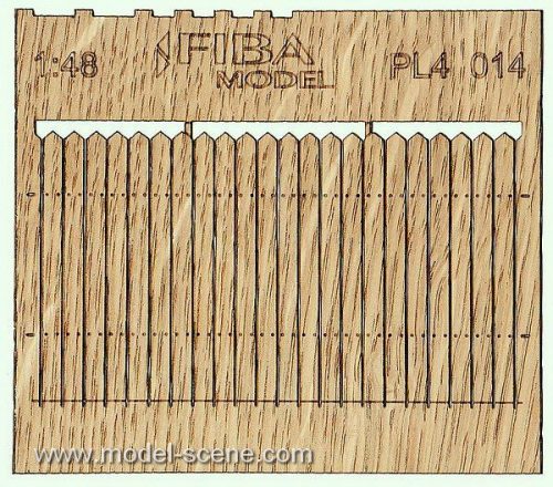 Model Scene PL4-014 Wooden fence 1:48 - type 14 - Deszkakerítés 1/48