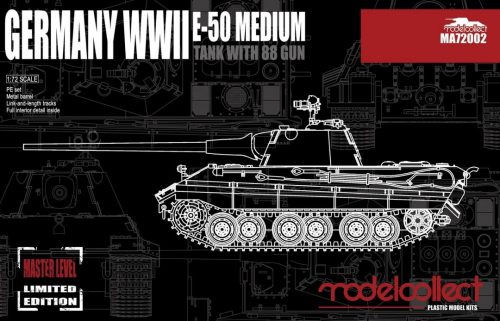 Modelcollect MA72002 Germany WWII E-50 Medium Tank with 88 Gun 1/72 harckocsi makett