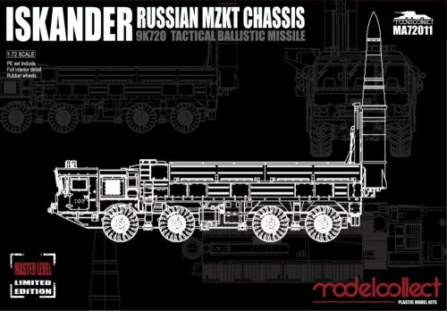 Modelcollect MA72011 Russian 9K720 Iskander-M Tactical ballistic missile MZKT chassis 1/72 harcjármű makett
