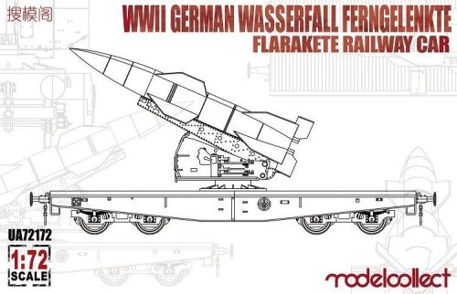 Modelcollect UA72172 WWII German Wasserfall Ferngelenkte Flakrakete Railway Car 1/72 vasúti makett
