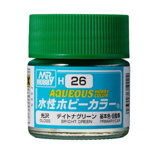 Mr. Hobby - Aqueous Hobby Color Paint (10 ml) Brigth Green H-026 (Gunze) fényes makettfesték