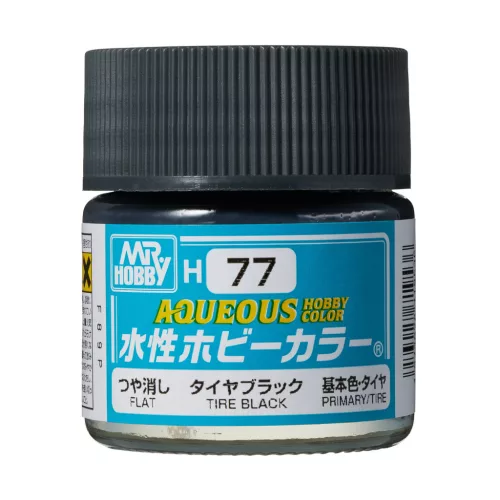Mr. Hobby - Aqueous Hobby Color Paint (10 ml) Tire Black H-077 (Gunze) matt makettfesték