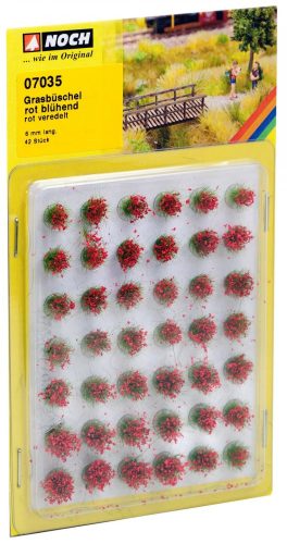 Noch 07035 Fűcsomók mini-Set, 42 db, 6 mm - mezei piros virágok