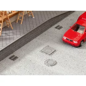 Noch 14218 Laser-Cut mini: Csatorna fedlapok, utcai lefolyórácsok, 25 db (H0) - LC